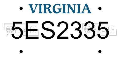 5ES2335 Virginia License Plate