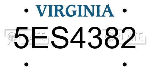 5ES4382 Virginia License Plate