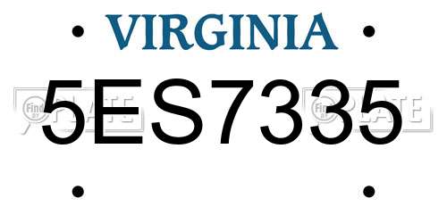 5ES7335 Virginia License Plate