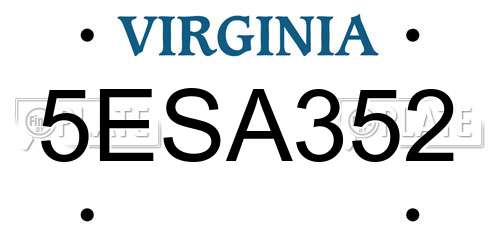 5ESA352 Virginia License Plate