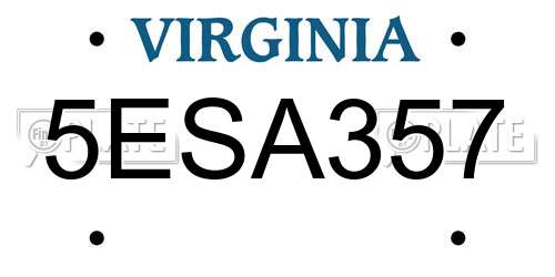 5ESA357 Virginia License Plate
