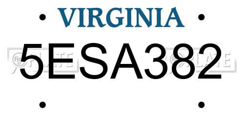 5ESA382 Virginia License Plate