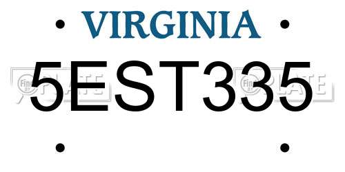 5EST335 Virginia License Plate