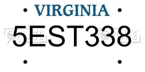 5EST338 Virginia License Plate