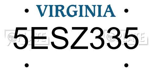 5ESZ335 Virginia License Plate