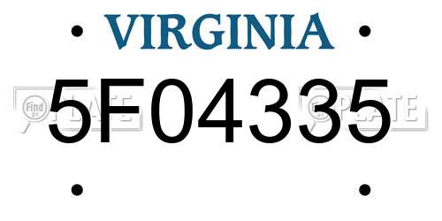 5F04335 Virginia License Plate