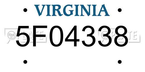 5F04338 Virginia License Plate
