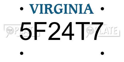 5F24T7 Virginia License Plate