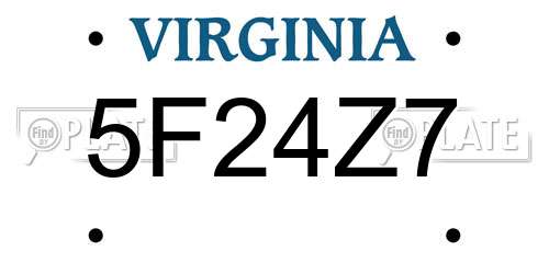 5F24Z7 Virginia License Plate