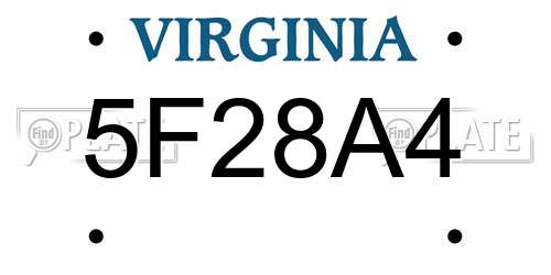 5F28A4 Virginia License Plate