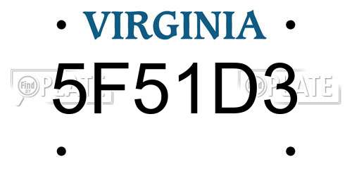 5F51D3 Virginia License Plate