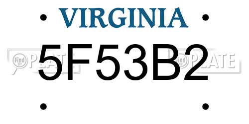 5F53B2 Virginia License Plate