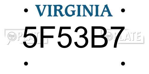 5F53B7 Virginia License Plate