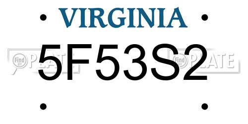 5F53S2 Virginia License Plate