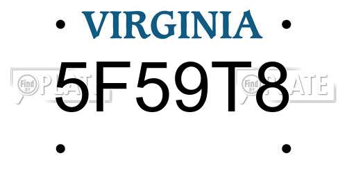 5F59T8 Virginia License Plate
