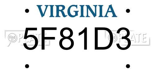 5F81D3 Virginia License Plate