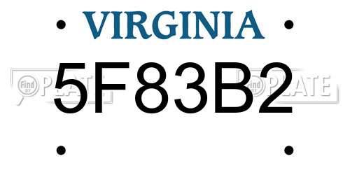 5F83B2 Virginia License Plate