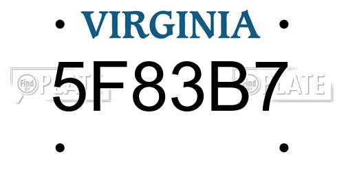 5F83B7 Virginia License Plate