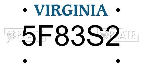 5F83S2 Virginia License Plate
