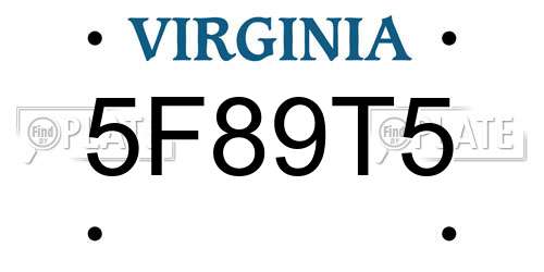 5F89T5 Virginia License Plate