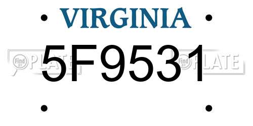 5F9531 Virginia License Plate
