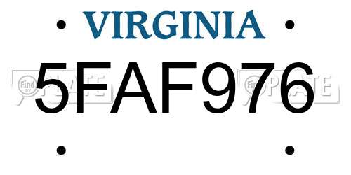 5FAF976 Virginia License Plate