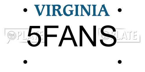 5FANS Virginia License Plate