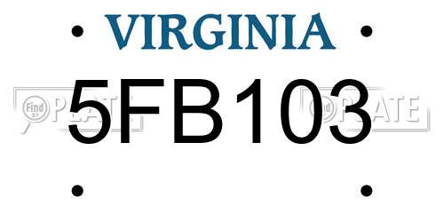5FB103 Virginia License Plate