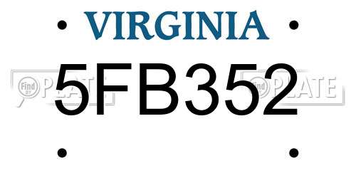 5FB352 Virginia License Plate