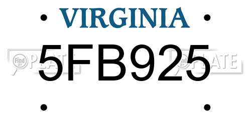 5FB925 Virginia License Plate