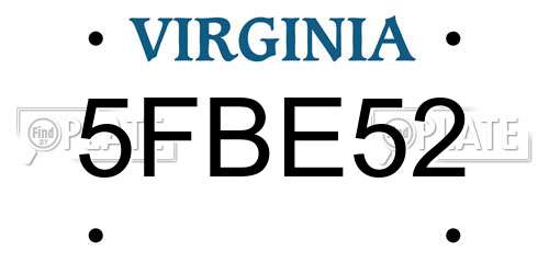 5FBE52 Virginia License Plate