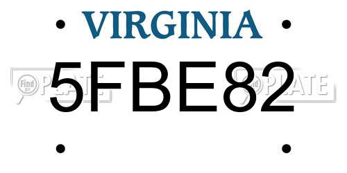 5FBE82 Virginia License Plate