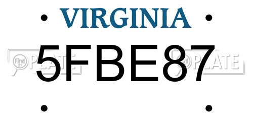 5FBE87 Virginia License Plate