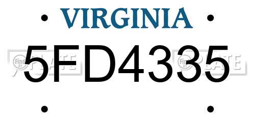 5FD4335 Virginia License Plate