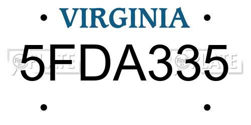 5FDA335 Virginia License Plate