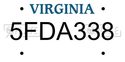 5FDA338 Virginia License Plate
