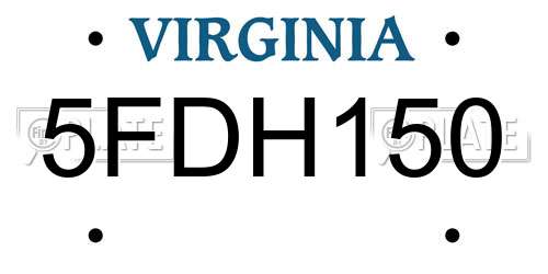 5FDH150 Virginia License Plate