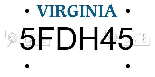 5FDH45 Virginia License Plate