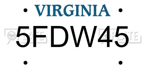 5FDW45 Virginia License Plate