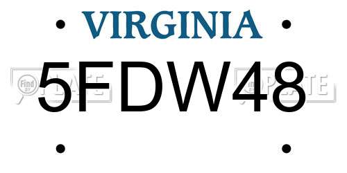 5FDW48 Virginia License Plate