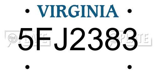 5FJ2383 Virginia License Plate
