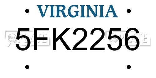 5FK2256 Virginia License Plate