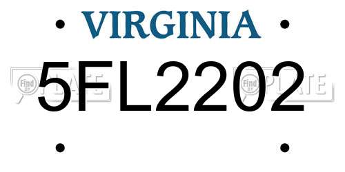 5FL2202 Virginia License Plate