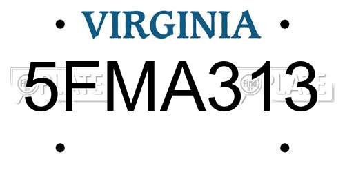 5FMA313 Virginia License Plate