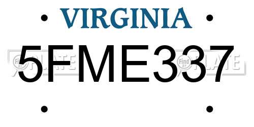 5FME337 Virginia License Plate