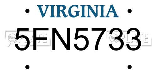 5FN5733 Virginia License Plate