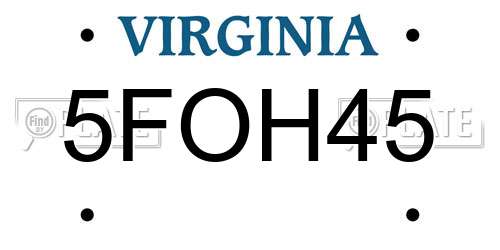 5FOH45 Virginia License Plate