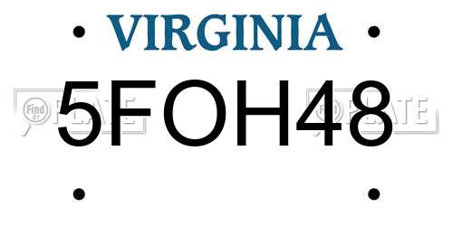 5FOH48 Virginia License Plate