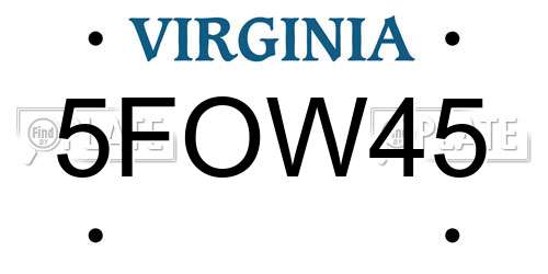 5FOW45 Virginia License Plate