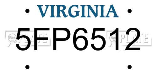5FP6512 Virginia License Plate